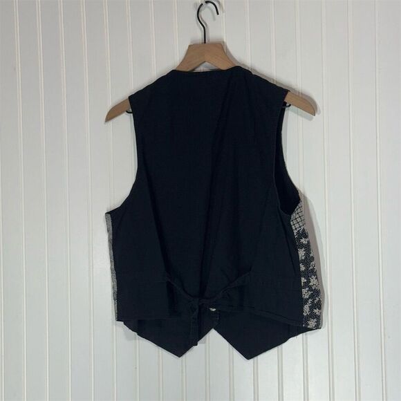 Casey & Max Black White Patchwork Vest Womens L Boho Grunge Folkcore Cottage - Picture 6 of 8
